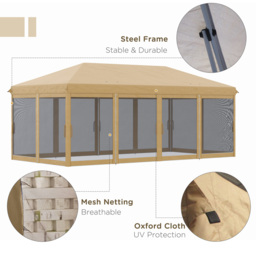 Outsunny 6 x 3m Beige Pop Up Gazebo with Mesh Walls - Size: 118 x 36 x 24.5cm - Cream - Wilko - thumbnail 5