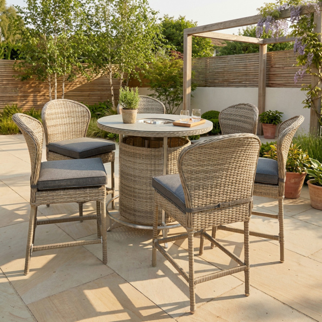 Cambridge 6 Seater Bar Set - Brown - Malay Deluxe - Wilko - image 1