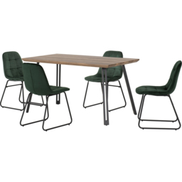 Seconique Quebec Medium Oak Effect 4 Seater Lukas Dining Set Emerald Green - Brown - Wilko - thumbnail 3