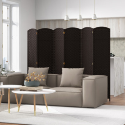 Costway 6 Panel Brown Hand Woven Folding Room Divider - Size: 175 x 45 x 17cm - Wilko - thumbnail 3