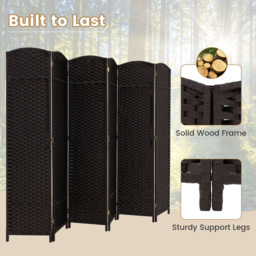 Costway 6 Panel Brown Hand Woven Folding Room Divider - Size: 175 x 45 x 17cm - Wilko - thumbnail 7