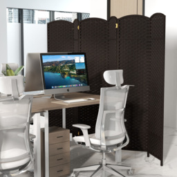 Costway 6 Panel Brown Hand Woven Folding Room Divider - Size: 175 x 45 x 17cm - Wilko - thumbnail 4