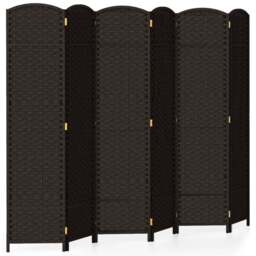 Costway 6 Panel Brown Hand Woven Folding Room Divider - Size: 175 x 45 x 17cm - Wilko