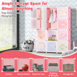 Costway 12 Cube Pink Kids Portable Wardrobe - Size: 109 x 37 x 145cm - Wilko - thumbnail 7