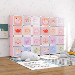 Costway 12 Cube Pink Kids Portable Wardrobe - Size: 109 x 37 x 145cm - Wilko - thumbnail 4