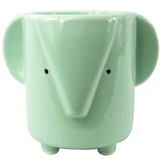 Leaf Blue Ceramic Elephant Planter 13cm - Size: 13 x 10 x 10cm - Wilko - image 1