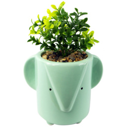 Leaf Blue Ceramic Elephant Planter 13cm - Size: 13 x 10 x 10cm - Wilko - thumbnail 3