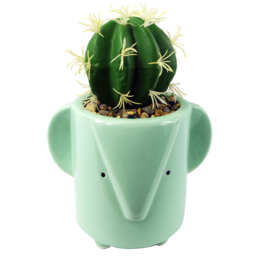 Leaf Blue Ceramic Elephant Planter 13cm - Size: 13 x 10 x 10cm - Wilko - thumbnail 4