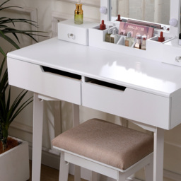 Living and Home 4 Drawer White Vanity Dressing Table Set with LED Mirror - Size: 137 x 80 x 40cm - Wilko - thumbnail 7