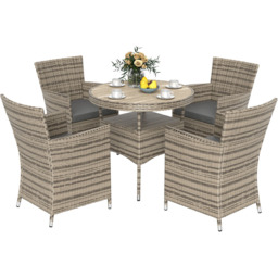 Outsunny 4 Seater Grey Rattan Patio Dining Set with Cushions - Wilko - thumbnail 3