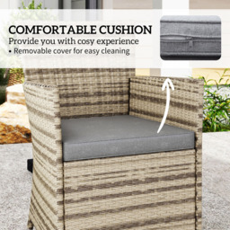Outsunny 4 Seater Grey Rattan Patio Dining Set with Cushions - Wilko - thumbnail 7
