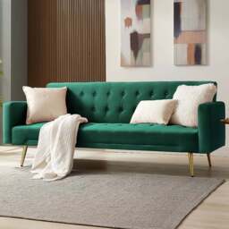 Home Detail Windsor 3 Seater Green Velvet Sofa Bed - Wilko - thumbnail 1