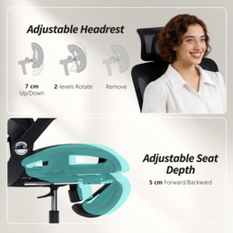 Portland Black Mesh Ergonomic Office Chair with Lumbar Support and 4D Armrests - Size: 132 x 67 x 74cm - Wilko - thumbnail 7