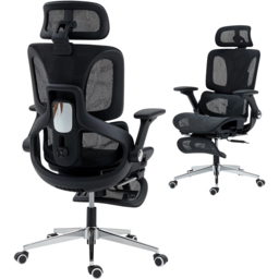 Portland Black Mesh Ergonomic Office Chair with Lumbar Support and 4D Armrests - Size: 132 x 67 x 74cm - Wilko - thumbnail 3