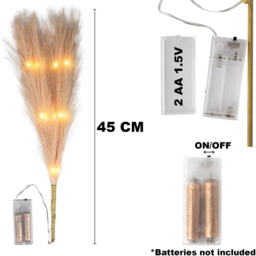 Shatchi Pre Lit Champagne Pampas Grass 45cm - Size: 45 x 5 x 5cm - Cream - Wilko - thumbnail 6