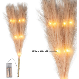 Shatchi Pre Lit Champagne Pampas Grass 45cm - Size: 45 x 5 x 5cm - Cream - Wilko - thumbnail 5