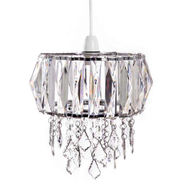 Innoteck Prismatic Drum Shade Acrylic Crystal Ceiling Chandelier Light - Size: 26 x 26 x 26cm - Clear - Wilko - image 1