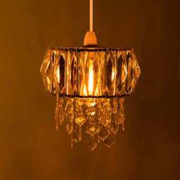 Innoteck Prismatic Drum Shade Acrylic Crystal Ceiling Chandelier Light - Size: 26 x 26 x 26cm - Clear - Wilko - thumbnail 3