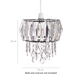 Innoteck Prismatic Drum Shade Acrylic Crystal Ceiling Chandelier Light - Size: 26 x 26 x 26cm - Clear - Wilko - thumbnail 7