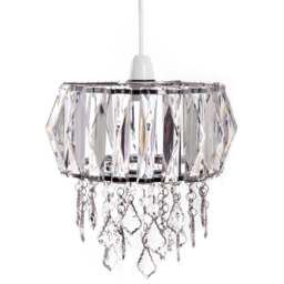 Innoteck Prismatic Drum Shade Acrylic Crystal Ceiling Chandelier Light - Size: 26 x 26 x 26cm - Clear - Wilko - thumbnail 1