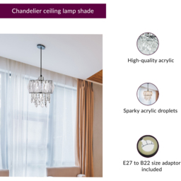 Innoteck Prismatic Drum Shade Acrylic Crystal Ceiling Chandelier Light - Size: 26 x 26 x 26cm - Clear - Wilko - thumbnail 5