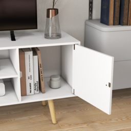 Portland 2 Door 2 Shelf White TV Cabinet - Size: 120 x 34 x 50cm - Wilko - thumbnail 4