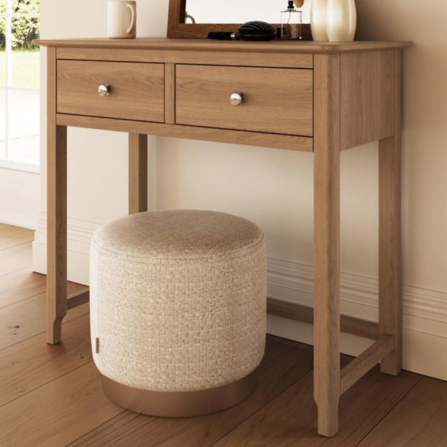 FWStyle Taberno 2 Drawer Lacquered Natural Oak Dressing Table - Size: 76 x 85 x 30cm - Wilko - image 1