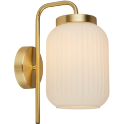 Lighting Collection Matson Frosted White Glass Wall Light - Size: 32 x 22 x 18cm - Frost White and Satin Antique Brass - Wilko - thumbnail 4