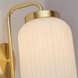 Lighting Collection Matson Frosted White Glass Wall Light - Size: 32 x 22 x 18cm - Frost White and Satin Antique Brass - Wilko - thumbnail 5