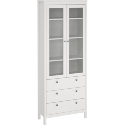 Florence Madrid 2 Door 3 Drawer White Glass China Chest - Size: 32 x 77 x 199cm - Wilko - thumbnail 3