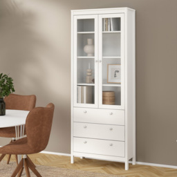 Florence Madrid 2 Door 3 Drawer White Glass China Chest - Size: 32 x 77 x 199cm - Wilko - thumbnail 7