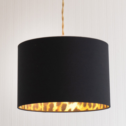ValueLights Oasis Black Small Drum Shade with Leopard Inner - Size: 20.5 x 30.5 x 30.5cm - Wilko - thumbnail 3