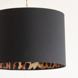 ValueLights Oasis Black Small Drum Shade with Leopard Inner - Size: 20.5 x 30.5 x 30.5cm - Wilko - thumbnail 4