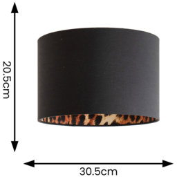 ValueLights Oasis Black Small Drum Shade with Leopard Inner - Size: 20.5 x 30.5 x 30.5cm - Wilko - thumbnail 6