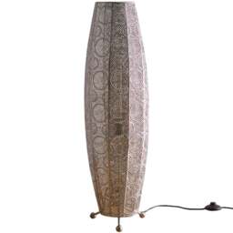Kliving Aziza Satin Nickel Moroccan Style Floor Lamp - Size: 85 x 26 x 26cm - Silver - Wilko - thumbnail 1