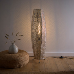 Kliving Aziza Satin Nickel Moroccan Style Floor Lamp - Size: 85 x 26 x 26cm - Silver - Wilko - thumbnail 4