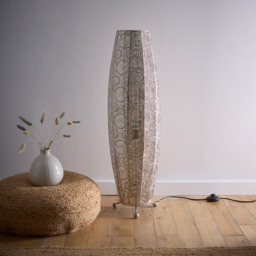 Kliving Aziza Satin Nickel Moroccan Style Floor Lamp - Size: 85 x 26 x 26cm - Silver - Wilko - thumbnail 3