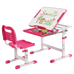 Costway Adjustable Pink Kids Study Table and Chair Set - Size: 66 x 50 x 77cm - Wilko - thumbnail 4