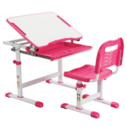 Costway Adjustable Pink Kids Study Table and Chair Set - Size: 66 x 50 x 77cm - Wilko - thumbnail 3
