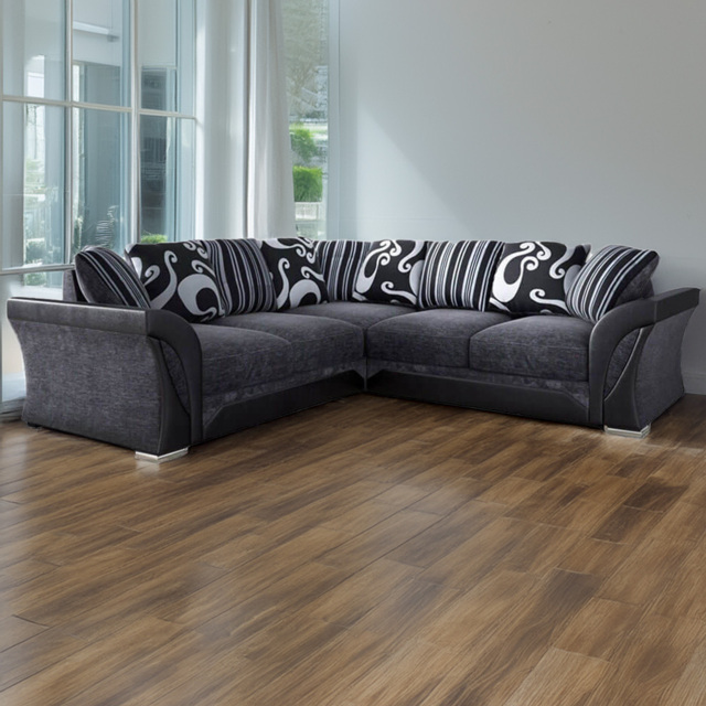 Portland Lisbon 5 Seater Black and Grey L Shape Corner Sofa - Wilko - image 1