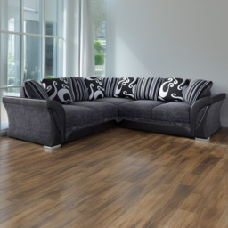 Portland Lisbon 5 Seater Black and Grey L Shape Corner Sofa - Wilko