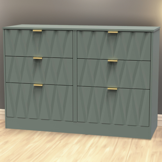 Crowndale Las Vegas 6 Drawer Reed Green Chest of Drawers Ready Assembled - Wilko - image 1