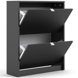 Florence Shoes 2 Flip Door Double Layer Matt Black Shoe Storage Cabinet - Furniture To Go - Wilko - thumbnail 6