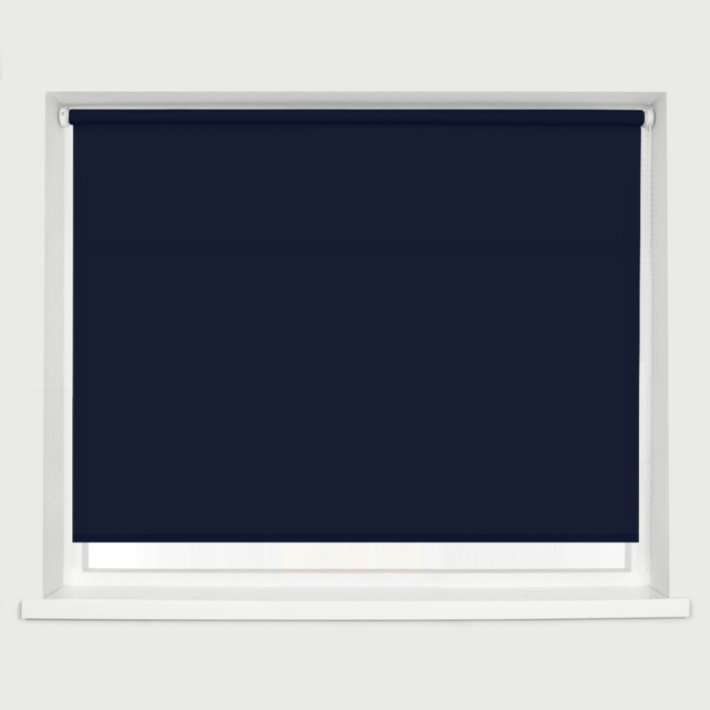 Caecus Straight Edge Roller Blind Navy 120cm - Blue - Wilko - image 1