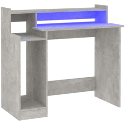 vidaXL 3 Shelf LED Light Computer Desk Concrete Grey - Size: 90 x 97 x 45cm - Wilko - thumbnail 4