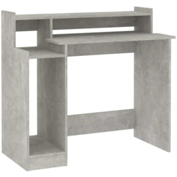 vidaXL 3 Shelf LED Light Computer Desk Concrete Grey - Size: 90 x 97 x 45cm - Wilko - thumbnail 3