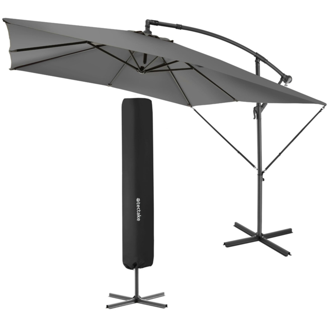 tectake Apollo Light Grey Adjustable Tilt Cantilever Parasol 2.5 x 2.5m - Size: 3m - Wilko - image 1