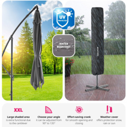 tectake Apollo Light Grey Adjustable Tilt Cantilever Parasol 2.5 x 2.5m - Size: 3m - Wilko - thumbnail 6