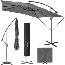tectake Apollo Light Grey Adjustable Tilt Cantilever Parasol 2.5 x 2.5m - Size: 3m - Wilko - thumbnail 3