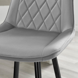 Furniturebox Cesano Grey Velvet Black Leg Counter Stools Set of 2 - Wilko - thumbnail 3